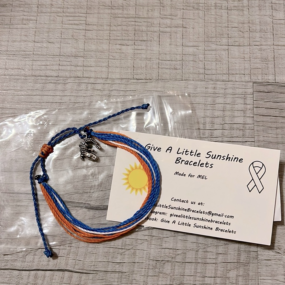 Florida Gator colored bracelet with silver gator charm. I have 4 available.